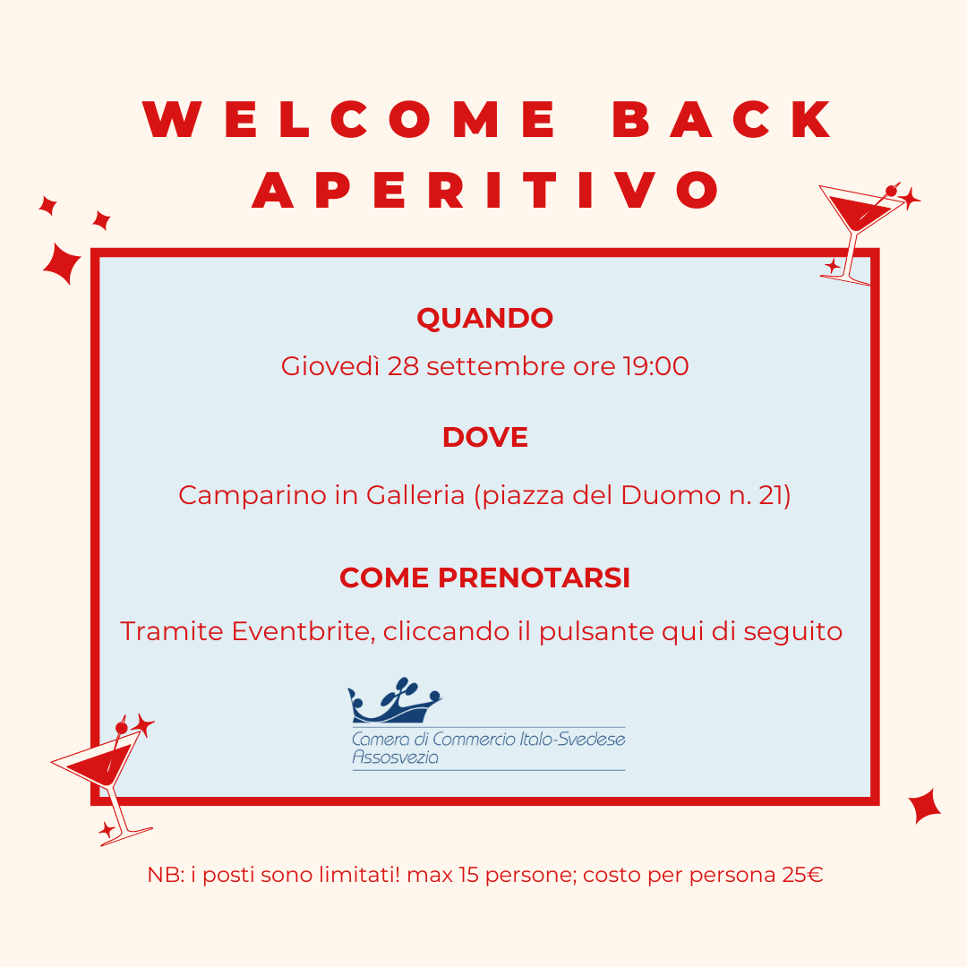 Welcome Back Apertivo Assosvezia 28.09.2023